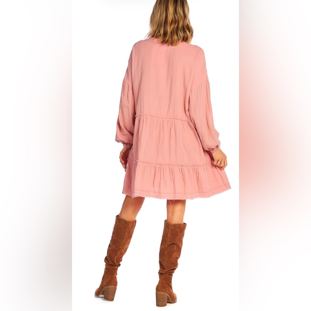 New Mud Pie Kynlee Dress Rose Pink Women’s Large Crinkle Cotton Gauze - Picture 4 of 10